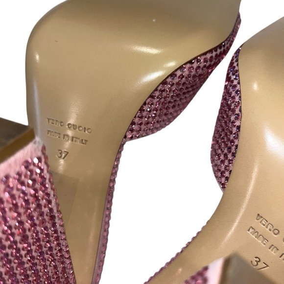 GIA BORGHINI x RHW Rosie sandals pink 39 US 9 mule suede rhinestone leather New - Picture 14 of 15